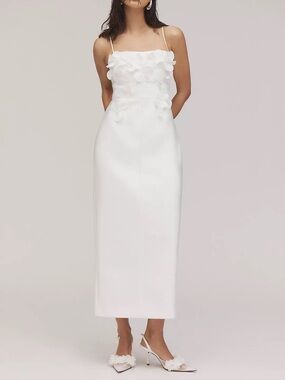 Acler Castleford 3D Floral Column Midi Dress in Ivory / White - 4 - NWT